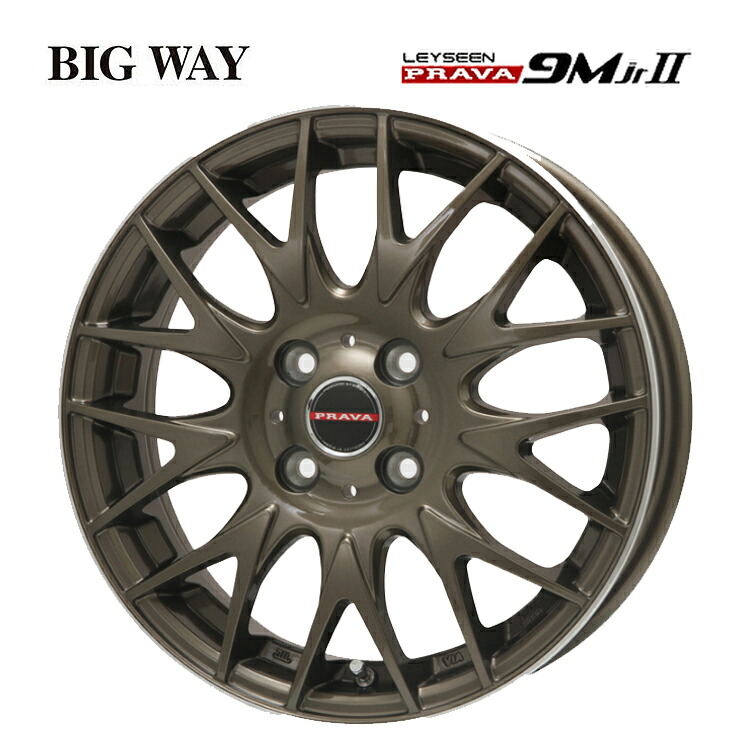 15インチ 4H100 4.5J 4.5J+45 4穴 レイシーン プラバ9MJr2 ホイール (1本/2本/4本) ブロンズリムポリッシュ BIGWAY LEYSEEN PRAVA9MJr2 送料無料 ビッグウェイ