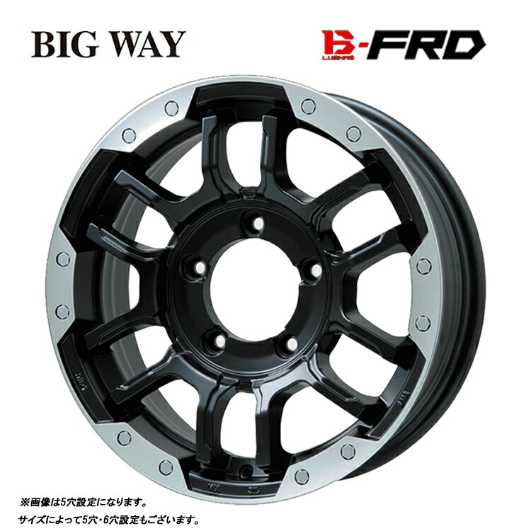 16インチ 5H110 6.5J 6.5J+30 5穴 ビーラグナス FRD ホイール (1本/2本/4本) マットブラック/ブラッククリア BIGWAY B-LUGNAS FRD 送料無料 ビッグウェイ