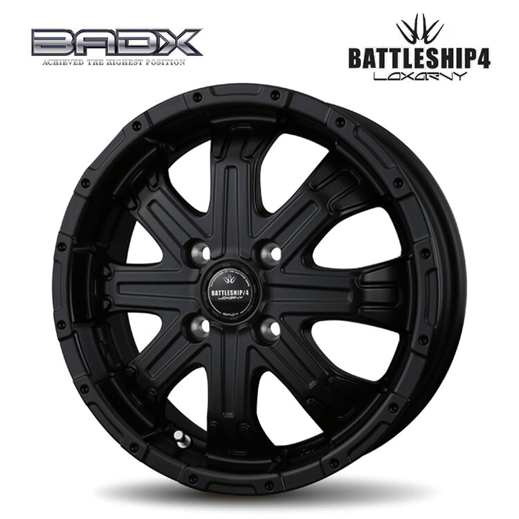 14インチ 4H100 4.5J 4.5J+45 4穴 ロクサーニ バトルシップ4 ホイール (1本/2本/4本) マットブラック BADX LOXARNY BATTLESHIP4 送料無料 バドックス