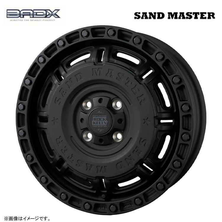 【お買い物マラソン 7/19(日)20:00～】14インチ 4H100 5J 5J+45 4穴 ロックケリー サンドマスター ホイール (1本/2本/4本) ブラストガンブラック BADX ROCK KELLY SAND MASTER 送料無料 バドックス｜カーパーツ倉庫
