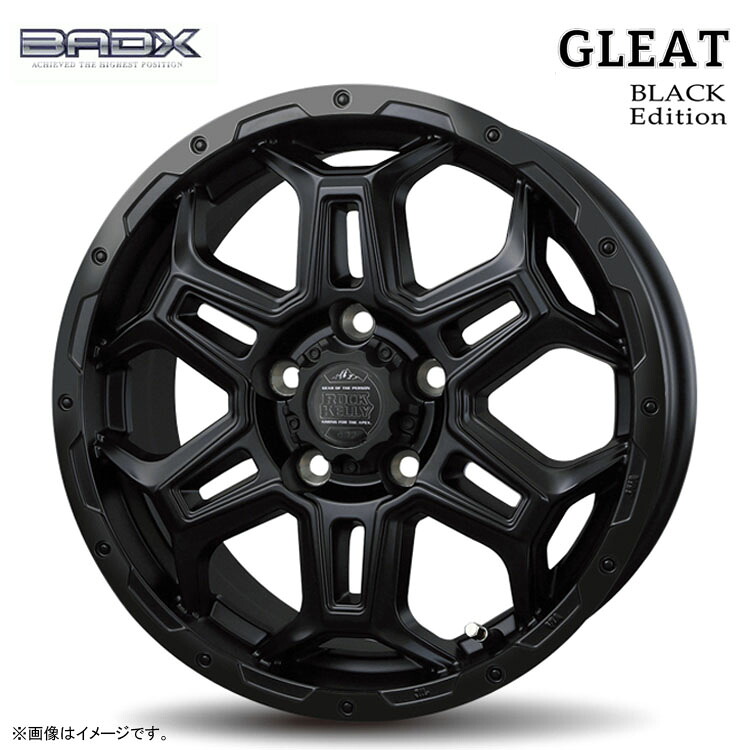 【お買い物マラソン 7/19(日)20:00~】16インチ 5H114.3 6.5J 6.5J+38 5穴 ロックケリー ブラックエディション ホイール (1本/2本/4本) マットブラック BADX ROCK KELLY GLEAT Black Edition 送料無料 バドックス|カーパーツ倉庫