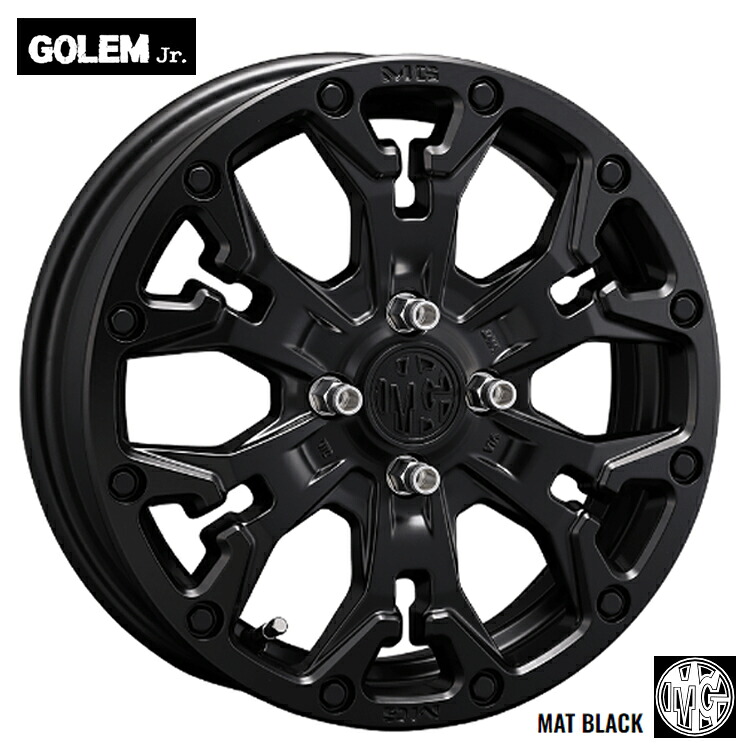 15インチ 4H100 4.5J 4.5J+43 4穴 エムジー ゴーレム ジュニア ホイール (1本/2本/4本) MAT BLACK CRIMSON MG GOLEM Jr. (MBK) 送料無料 クリムソン