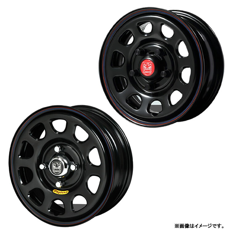 14インチ 5H114.3 5J 5J+45 5穴 デイトナ ブラックスチール FWD ホイール (1本/2本/4本) ブルー＆レッドライン DAYTONA STYLE デイトナ ブラックスチールFWD 送料無料 デイトナスタイル
