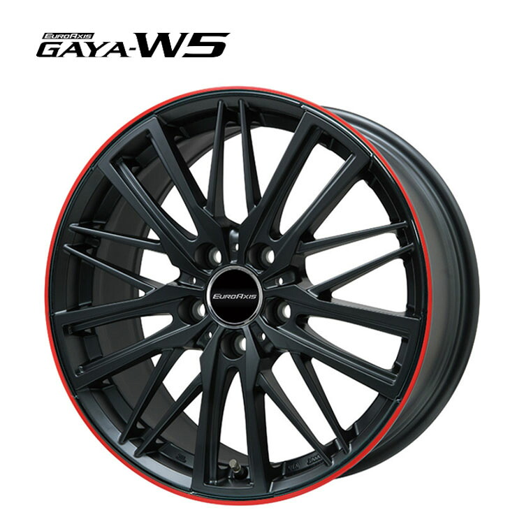 18インチ 5H112 7.5J 7.5J+51 5穴 ガヤW5 ホイール (1本/2本/4本) マットブラック/レッドリム EURO AXIS GAYA-W5 送料無料 ユーロアクシス