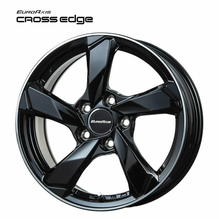 17インチ 5H108 7.5J 7.5J+50 5穴 クロスエッジ ホイール (1本/2本/4本) グロスブラック/リムポリッシュ EURO AXIS CROSS Edge 送料無料 ユーロアクシス