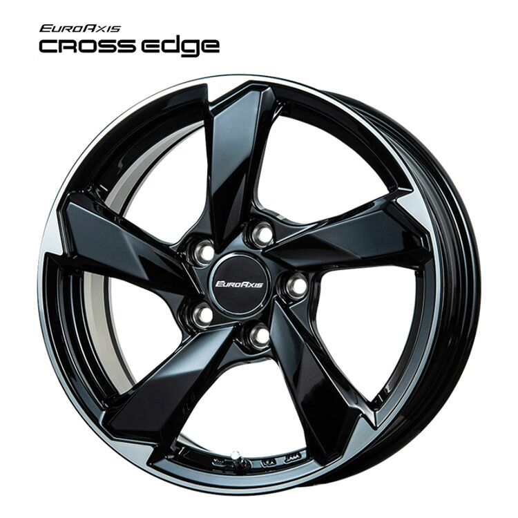 17インチ 5H100 6.5J 6.5J+39 5穴 クロスエッジ ホイール (1本/2本/4本) グロスブラック/カットスポーク EURO AXIS CROSS Edge 送料無料 ユーロアクシス