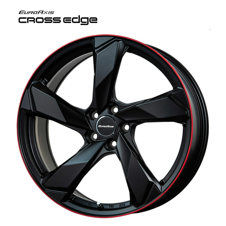 18インチ 5H100 7J 7J+39 5穴 クロスエッジ ホイール (1本/2本/4本) マットブラック/レッドリム EURO AXIS CROSS Edge 送料無料 ユーロアクシス