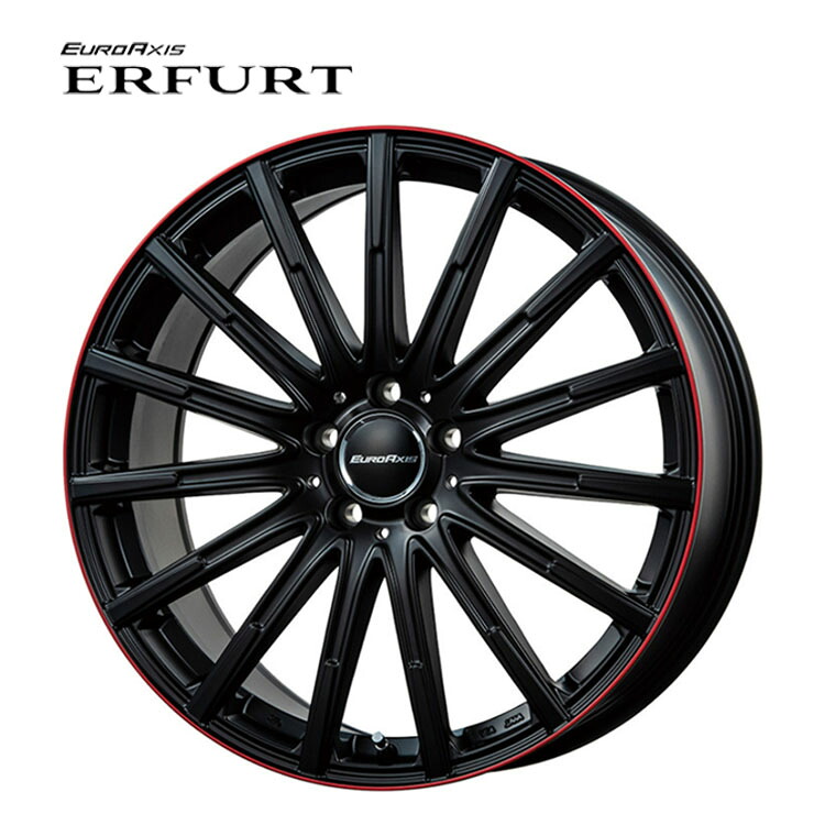 17インチ 5H112 7.5J 7.5J+40 5穴 エアフルト ホイール (1本/2本/4本) マットブラック/レッドリム EURO AXIS ERFURT 送料無料 ユーロアクシス 43,472円