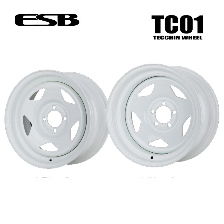 15インチ 4H100 6J 6J+30 4穴 鉄チンホイール ホイール (1本/2本/4本) ホワイト ESB CLS TC01 TECCHIN WHEEL 送料無料 イーエスビー