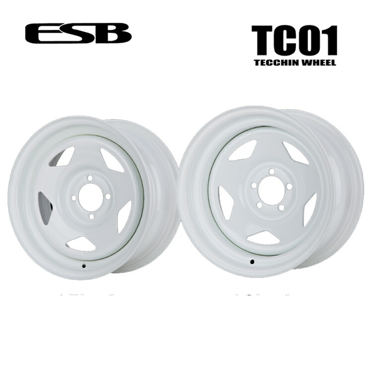 15インチ 4H114.3 10J 10J-25 4穴 鉄チンホイール ホイール (1本/2本/4本) ホワイト ESB CLS TC01 TECCHIN WHEEL 送料無料 イーエスビー