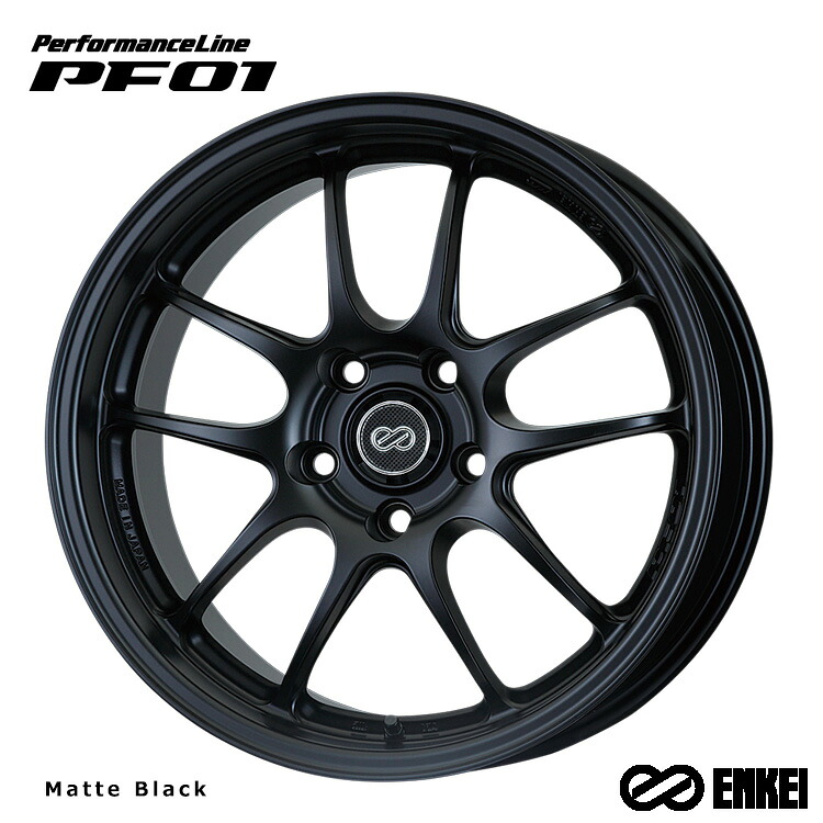 16インチ 4H100 6.5J 6.5J+42 4穴 パフォーマンスライン ピーエフゼロワン ホイール (1本/2本/4本) Matte Black (MBK) ENKEI PerformanceLine PF01 (MBK) 送料無料 エンケイ