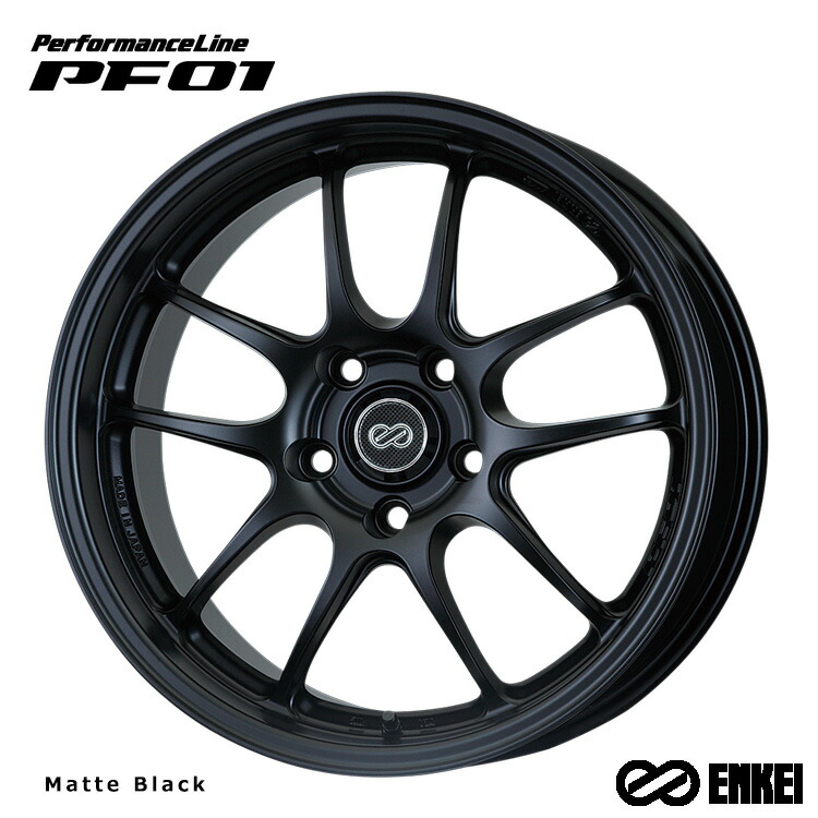 18インチ 5H114.3 10.5J 10.5J+15 5穴 パフォーマンスライン ピーエフゼロワン ホイール (1本/2本/4本) Matte Black (MBK) ENKEI PerformanceLine PF01 (MBK) 送料無料 エンケイ