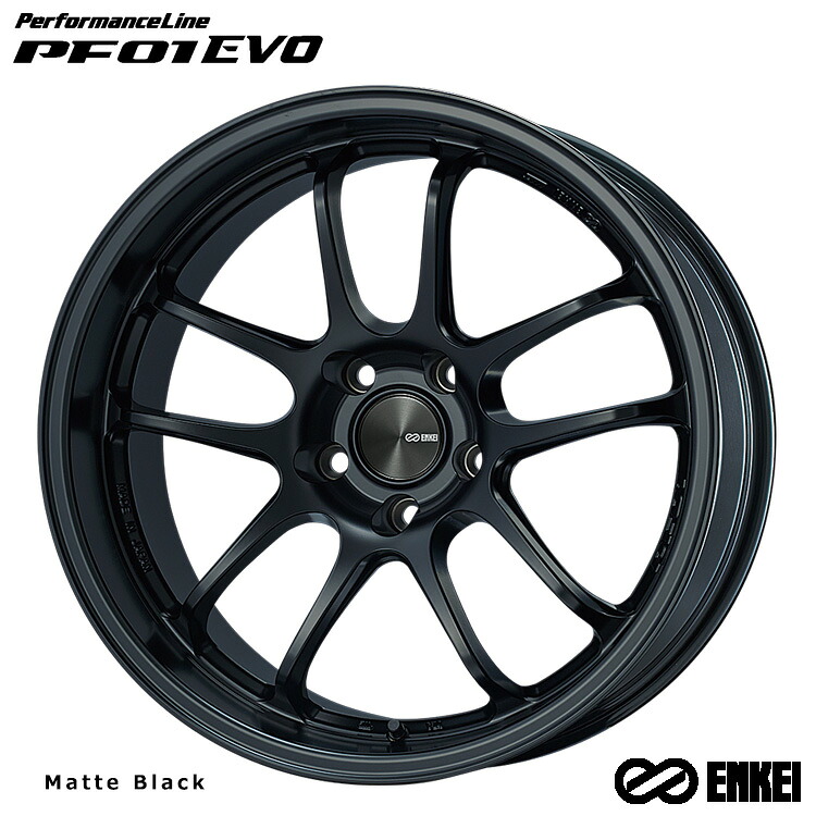 18インチ 5H114.3 9J 9J+45 5穴 パフォーマンスライン ピーエフゼロワン エボ ホイール (1本/2本/4本) Matte Black (MBK) ENKEI PerformanceLine PF01 EVO (MBK) 送料無料 エンケイ