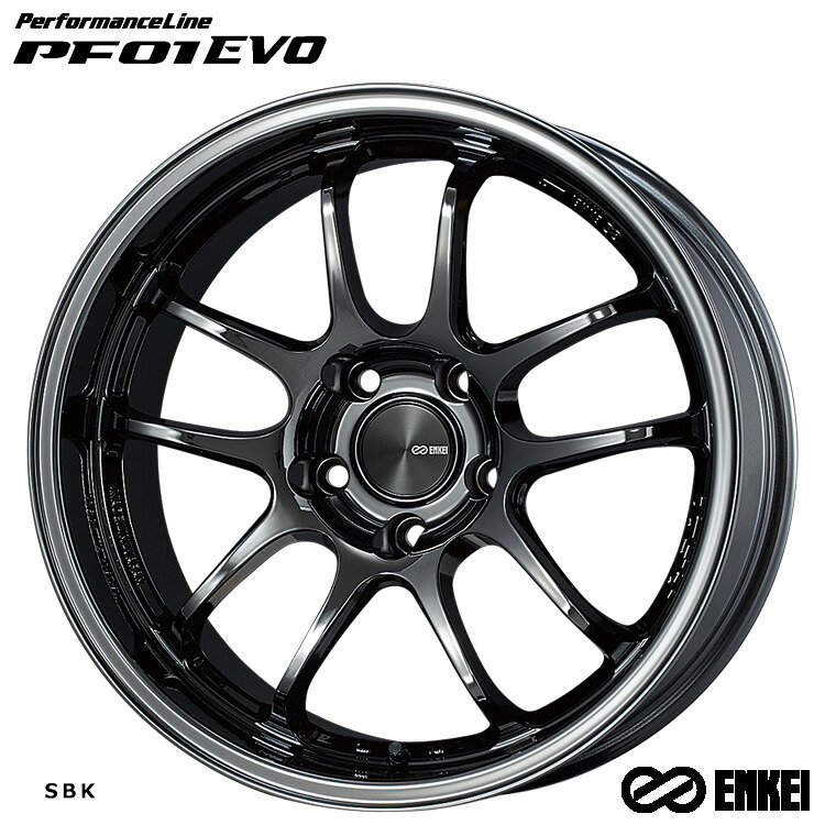 17インチ 5H114.3 9J 9J+22 5穴 パフォーマンスライン ピーエフゼロワン エボ ホイール (1本/2本/4本) SBK ENKEI PerformanceLine PF01 EVO (SBK) 送料無料 エンケイ