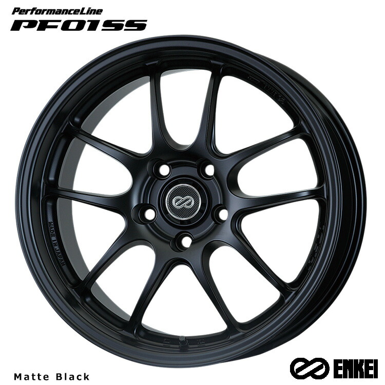 17インチ 5H114.3 9J 9J+35 5穴 パフォーマンスライン ピーエフゼロワン エスエス ホイール (1本/2本/4本) Matte Black (MBK) ENKEI PerformanceLine PF01 SS (MBK) 送料無料 エンケイ