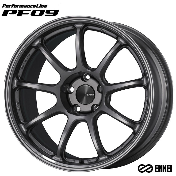 16インチ 4H100 7J 7J+45 4穴 パフォーマンスライン PF09 ホイール (1本/2本/4本) Dark Silver ENKEI PerformanceLine PF09 送料無料 エンケイ