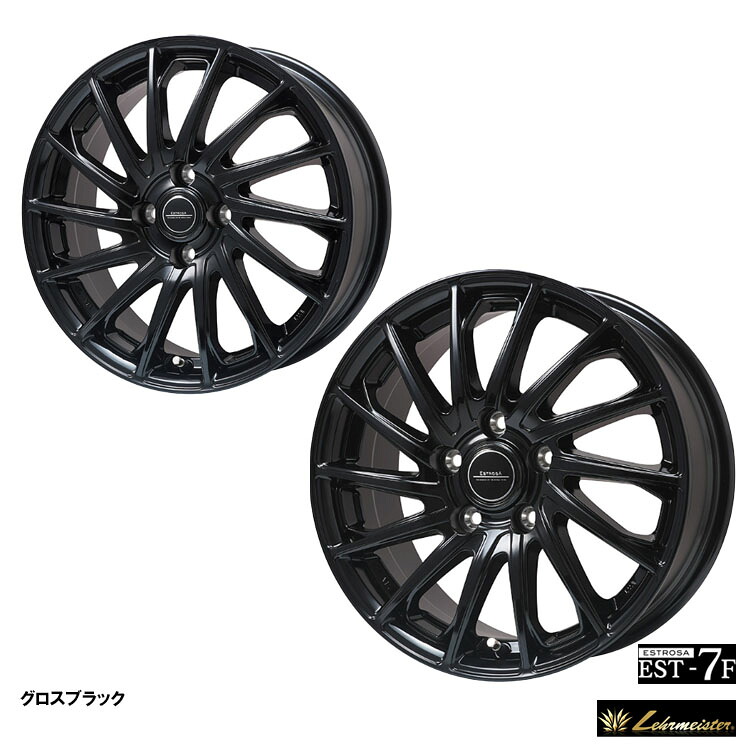 【お買い物マラソン 7/19(日)20:00～】16インチ 5H114.3 6.5J 6.5J+38 5穴 エステローザ EST-7F ホイール (1本/2本/4本) グロスブラック ELBE ESTROSA EST-7F 送料無料 エルベ｜カーパーツ倉庫
