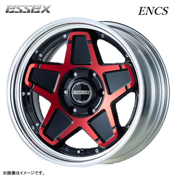17インチ 6H139.7 7J 7J+29～43 6穴 ENCS-17 2ピース リバースリム ホイール (1本/2本/4本) レッドクリア ESSEX ENCS-17 2PIECE リバースリム 送料無料 エセックス