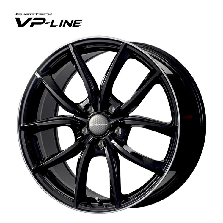 18インチ 5H108 8J 8J+56 5穴 ブイピーライン ホイール (1本/2本/4本) グロスブラック/リムポリッシュ EURO TECH VP-LINE 送料無料 ユーロテック
