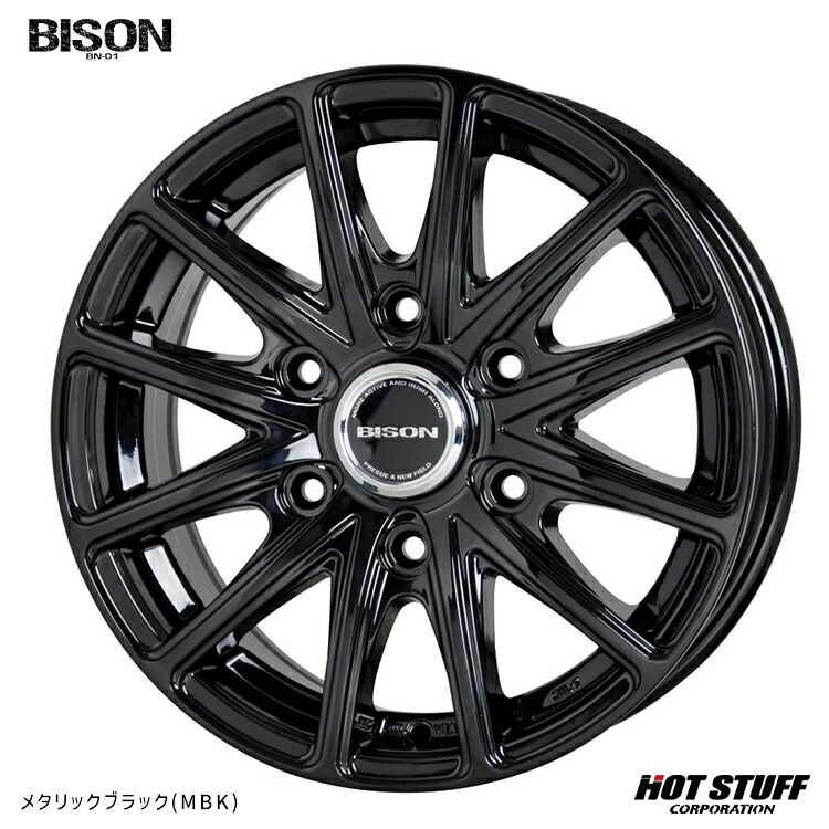 【お買い物マラソン 7/19(日)20:00~】17インチ 6H139.7 7.5J 7.5J+28 6穴 バイソン BN-01 ホイール (1本/2本/4本) メタリックブラック(MBK) HOT STUFF BISON BN-01 送料無料 ホットスタッフ|カーパーツ倉庫