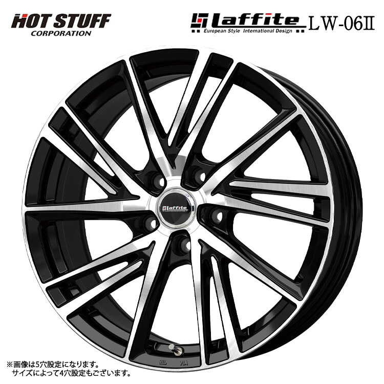 18インチ 5H114.3 7J 7J+55 5穴 ラフィット LW-06 2 ホイール (1本/2本/4本) ブラックポリッシュ HOT STUFF Laffite LW-06 2 送料無料 ホットスタッフ|カーパーツ倉庫