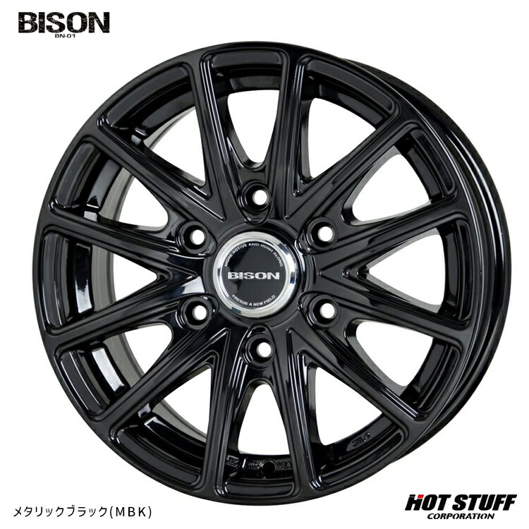 15インチ 6H139.7 6J 6J+33 6穴 バイソン BN-01 ホイール (1本/2本/4本) メタリックブラック(MBK) HOT STUFF BISON BN-01 送料無料 ホットスタッフ 11,035円
