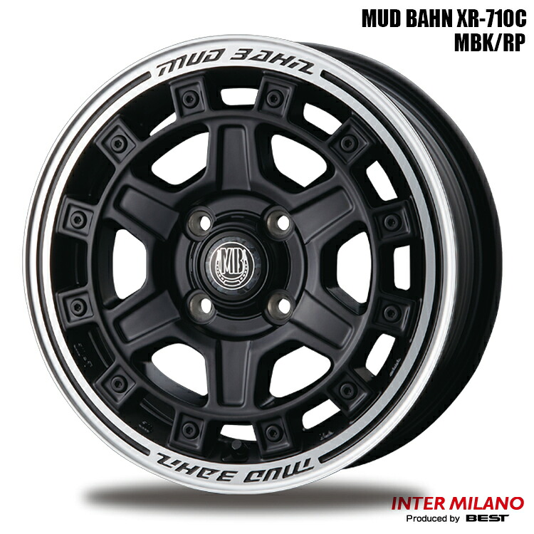 14インチ 4H100 5J 5J+39 4穴 マッドバーン XR-710C ホイール (1本/2本/4本) マットブラック/リムポリッシュ(MBK/RP) INTER MILANO MUD BAHN XR-710C 送料無料 インターミラノ