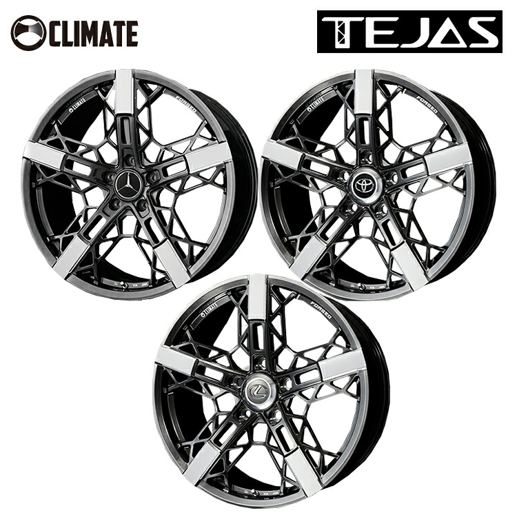22インチ 5H130 10J 10J+45 5穴 テジャス ホイール (1本/2本/4本) クロムブラックマシニング CLIMATE TEJAS 送料無料 クライメイト