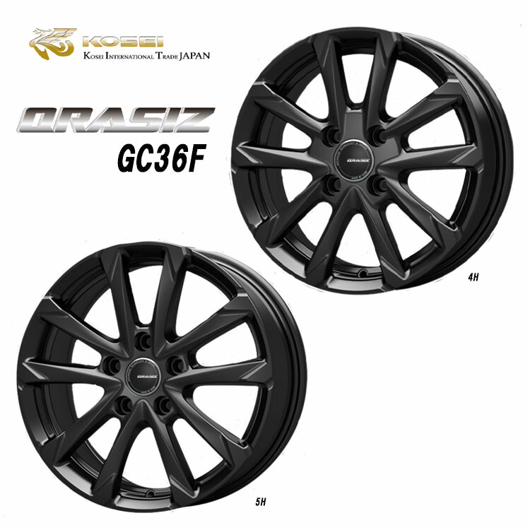 【お買い物マラソン 7/19(日)20:00～】16インチ 5H114.3 6.5J 6.5J+40 5穴 クレイシズ GC36F ホイール (1本/2本/4本) グロスブラック KOSEI QRASIZ GC36F 送料無料 コーセイ｜カーパーツ倉庫