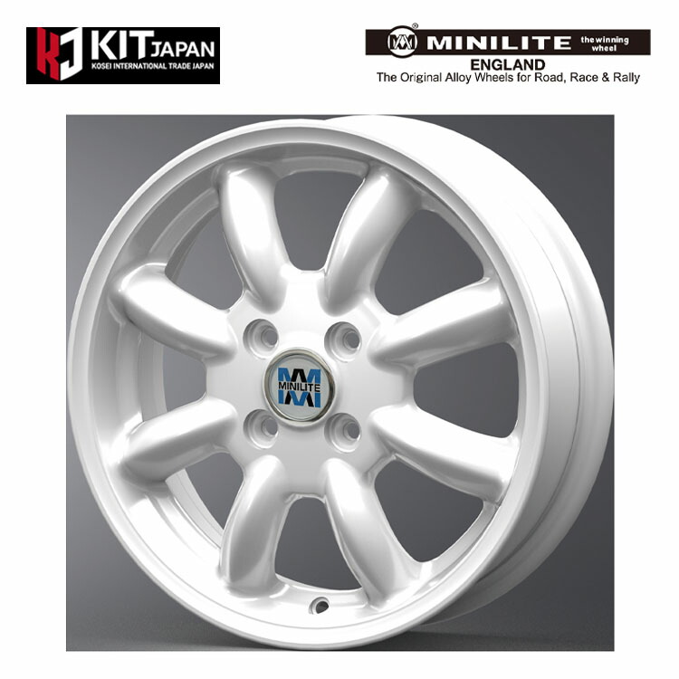 ミニライト ホイール ホワイト 希少？ 希少 バリ溝】MINILITE ミニライト 15in 5J+45 PCD100 エコブルー RY26
