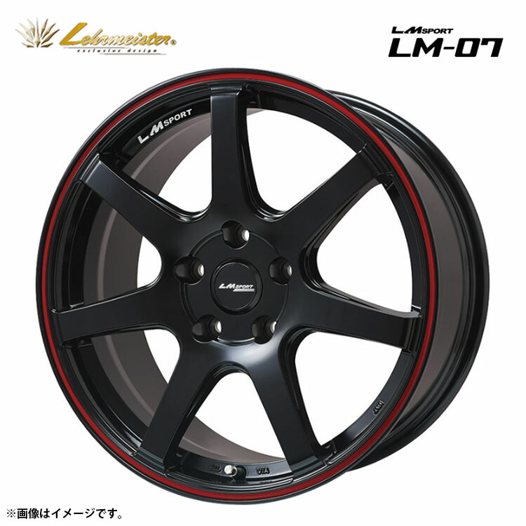 14インチ 4H100 4.5J 4.5J+45 4穴 エルエムスポーツ LM-07 ホイール (1本/2本/4本) グロスブラックレッドライン Lehrmeister LM SPORT LM-07 送料無料 レアマイスター