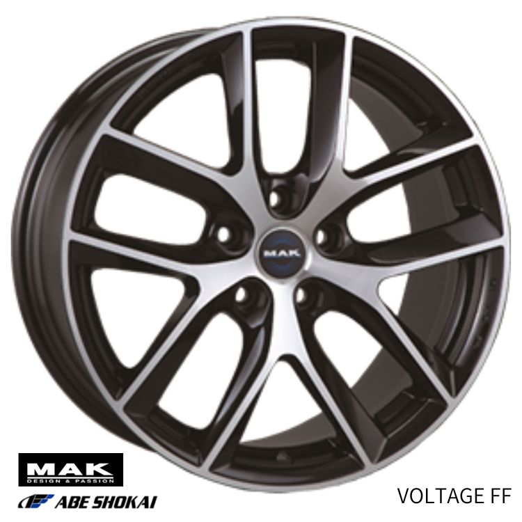19インチ 5H120 8J 8J+40 5穴 ボルテージ エフエフ ホイール (1本/2本/4本) ブラックミラー MAK VOLTAGE FF マック 送料無料