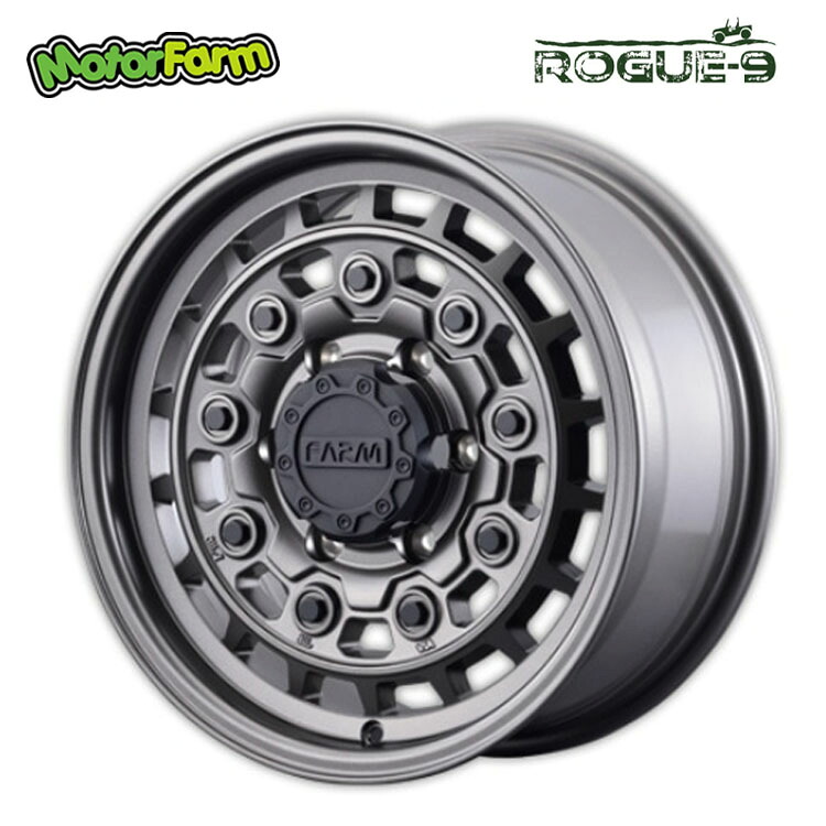 16インチ 6H139.7 7J 7J+38 6穴 ローグナイン ホイール (1本/2本/4本) マットガンメタリック MOTOR FARM ROGUE-9 送料無料 モーターファーム