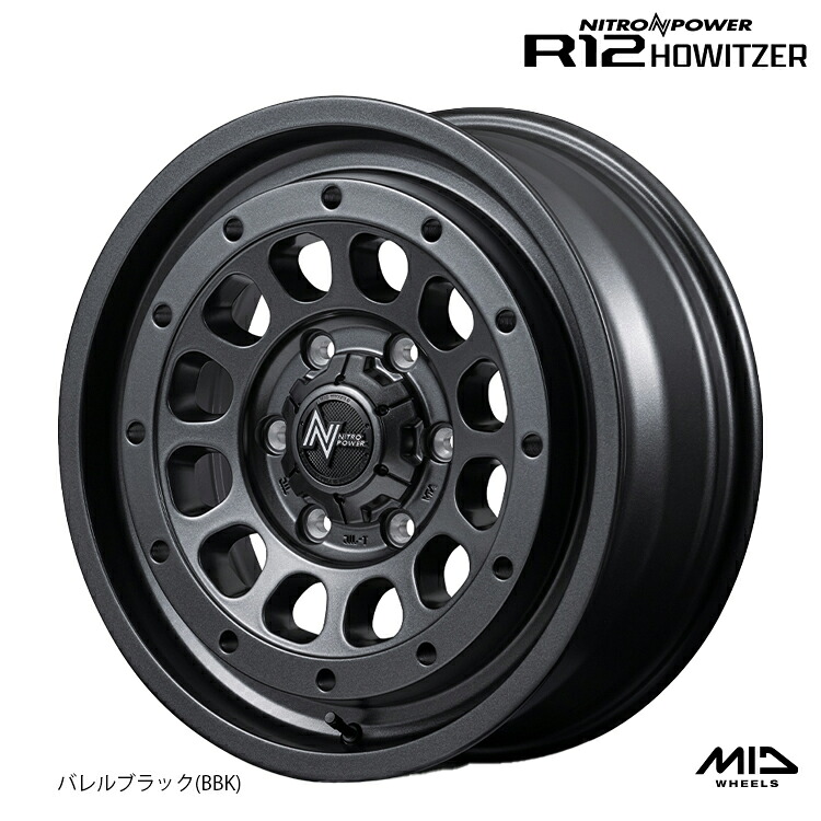 17インチ 6H139.7 6.5J 6.5J+38 6穴 R12 ハウザー ホイール (1本/2本/4本) バレルブラック（BBK） NITRO POWER R12 HOWITZER 送料無料 ナイトロパワー 26,070円