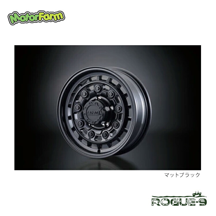 【お買い物マラソン 7/19(日)20:00~】16インチ 5H114 7J 7J+38 5穴 ファームローグナイン ホイール (1本/2本/4本) マットブラック MOTOR FARM ROGUE9 (MBK) 送料無料 モーターファーム|カーパーツ倉庫