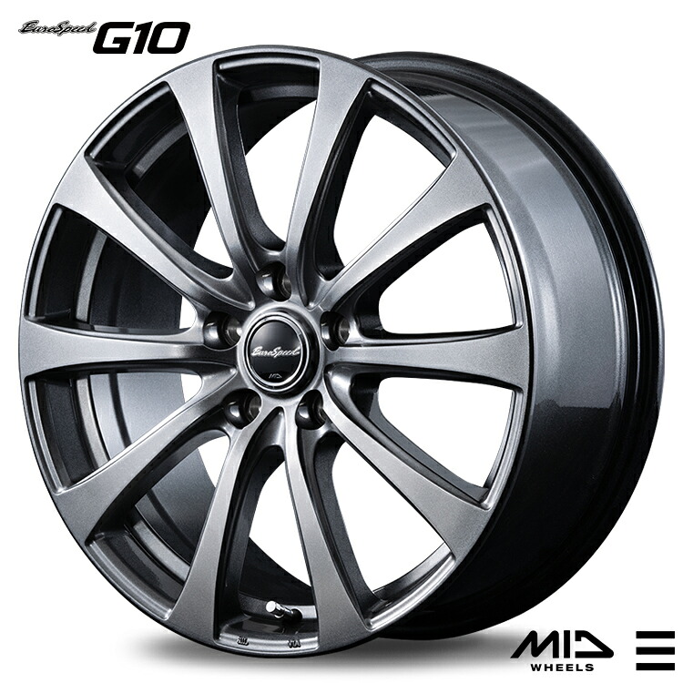 15インチ 5H100 6J 6J+44 5穴 ユーロスピード G10 ホイール (1本/2本/4本) メタリックグレー MID Euro speed G10 送料無料 エムアイディ