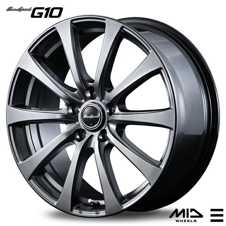 【お買い物マラソン 7/19(日)20:00~】17インチ 5H114 7J 7J+55 5穴 ユーロスピード G10 ホイール (1本/2本/4本) メタリックグレー MID Euro speed G10 送料無料 エムアイディ|カーパーツ倉庫