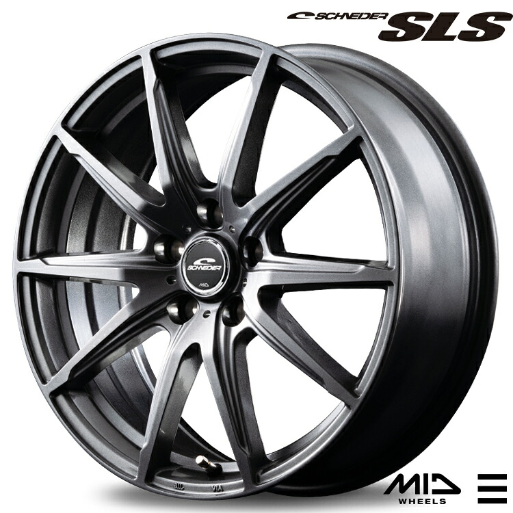 18インチ 5H114.3 8J 8J+35 5穴 シュナイダー エスエルエス ホイール (1本/2本/4本) メタリックグレー MID SCHNEDER SLS 送料無料 エムアイディ