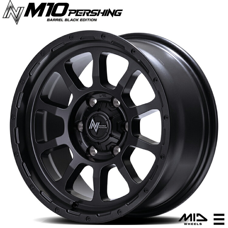 14インチ 4H100 4.5J 4.5J+45 4穴 M10 パーシング バレルブラックエディション ホイール (1本/2本/4本) バレルブラック NITRO POWER M10 PERSHING BARREL BLACK EDITION 送料無料 ナイトロパワー