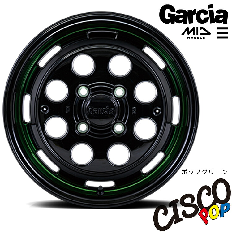 15インチ 4H100 4.5J 4.5J+45 4穴 ガルシア シスコ ポップ ホイール (1本/2本/4本) ポップグリーン MID WHEELS Garcia CISCO POP 送料無料 エムアイディー ホイール
