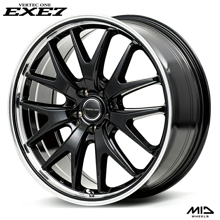 19インチ 5H114.3 8J 8J+42 5穴 エグゼセブン ホイール (1本/2本/4本) グロスブラック/ラインポリッシュ MID WHEELS EXE7 送料無料 マルカサービス