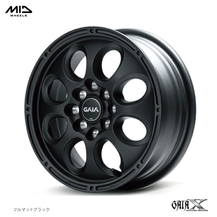 14インチ 4&4H100&114.3 5J 5J+42 4&4穴 ガイア クロス ホイール (1本/2本/4本) フルマットブラック MID WHEELS GAIA X 送料無料 エムアイディー ホイール 43,824円