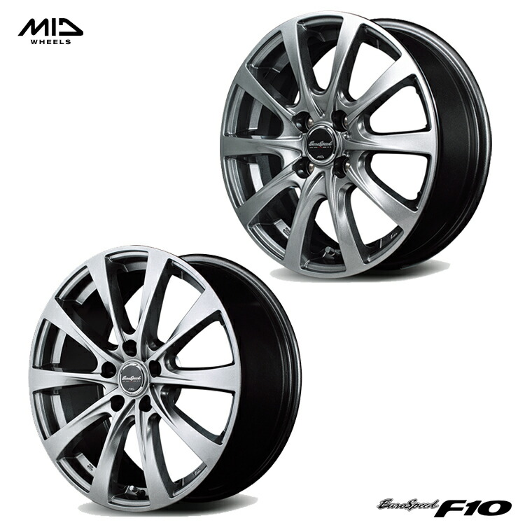 14インチ 4H100 5.5J 5.5J+38 4穴 ユーロスピード F10 ホイール (1本/2本/4本) メタリックグレー MID WHEELS EuroSpeed F10 送料無料 エムアイディホイール