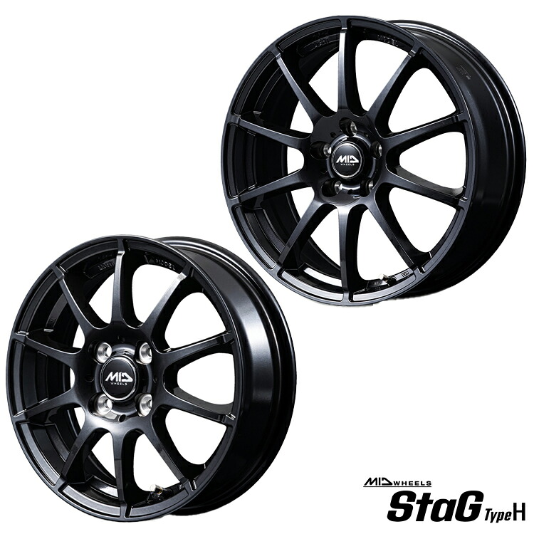 16インチ 5H114.3 6.5J 6.5J+48 5穴 スタッグ タイプエイチ ホイール (1本/2本/4本) ストロングガンメタ (GM) MID WHEELS StaG TypeH 送料無料 エムアイディホイール