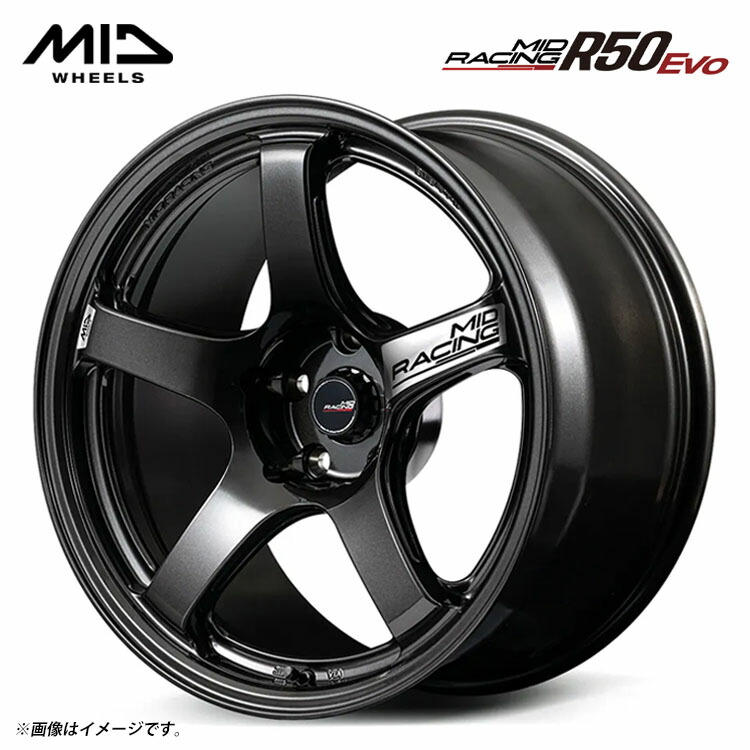 17インチ 5H114.3 7J 7J+45 5穴 MIDレーシング R50 EVO ホイール (1本/2本/4本) ブラックメタリック MID WHEELS MID RACING R50 EVO 送料無料 MIDホイール