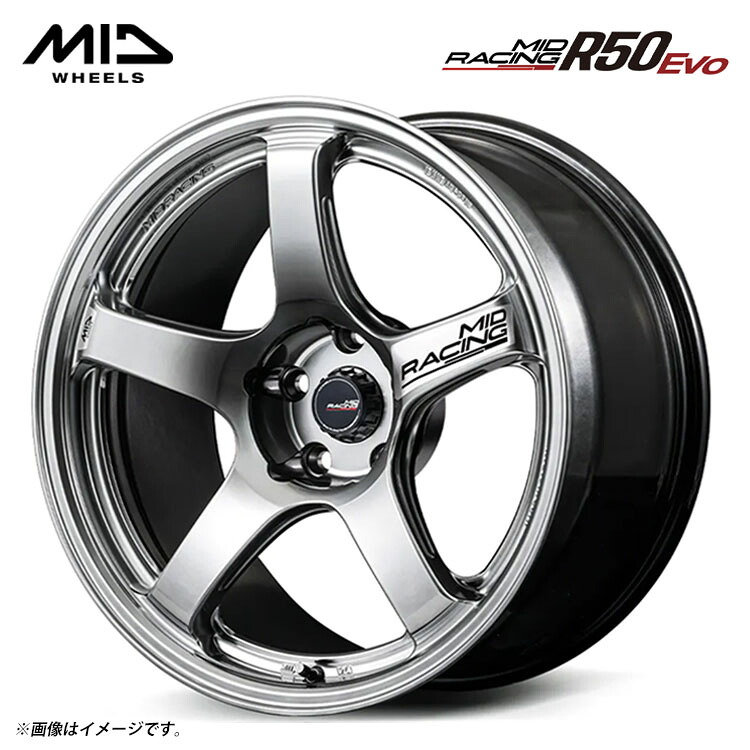 【お買い物マラソン 7/19(日)20:00~】17インチ 4H100 7J 7J+45 4穴 MID レーシング R50 EVO ホイール (1本/2本/4本) ハイパーシルバー MID WHEELS MID RACING R50 EVO 送料無料 MID ホイール|カーパーツ倉庫
