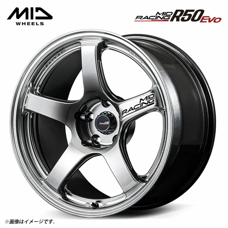 18インチ 5H114.3 7.5J 7.5J+45 5穴 MIDレーシング R50 EVO ホイール (1本/2本/4本) ハイパーシルバー MID WHEELS MID RACING R50 EVO 送料無料 MIDホイール