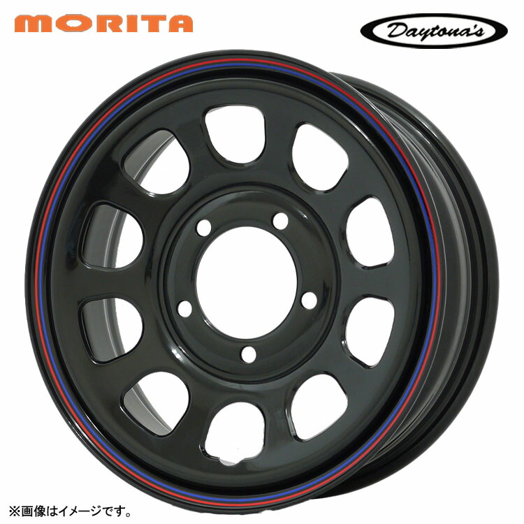 【お買い物マラソン 7/19(日)20:00～】16インチ 5H139.7 5.5J 5.5J+22 5穴 デイトナズ G2 ホイール (1本/2本/4本) ブラック(レッド/ブルーライン） MORITA DAYTONA'S　G2 送料無料 森田システム｜カーパーツ倉庫