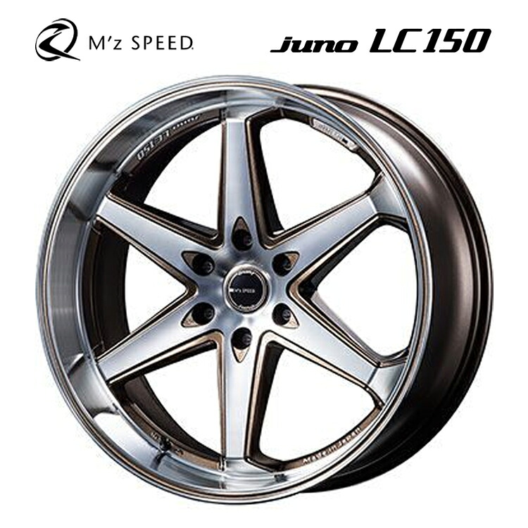 22インチ 6H139.7 9.5J 9.5J+24 6穴 ジュノゥ LC150 ホイール (1本/2本/4本) チタンゴールドポリッシュ M'z SPEED juno LC150 送料無料 エムズスピード
