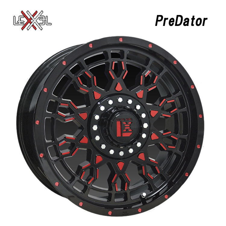 17インチ 10H114.3 8J 8J+38 10穴 レクセル プレデター for offroad style ホイール (1本/2本/4本) ブラック/ミルドーレッドクリア OFFBEAT LEXXEL PreDator for offroad style 送料無料 オフビート